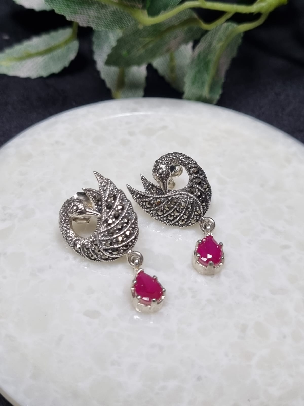 925 Sterling Silver Merchasite Dangler Earring