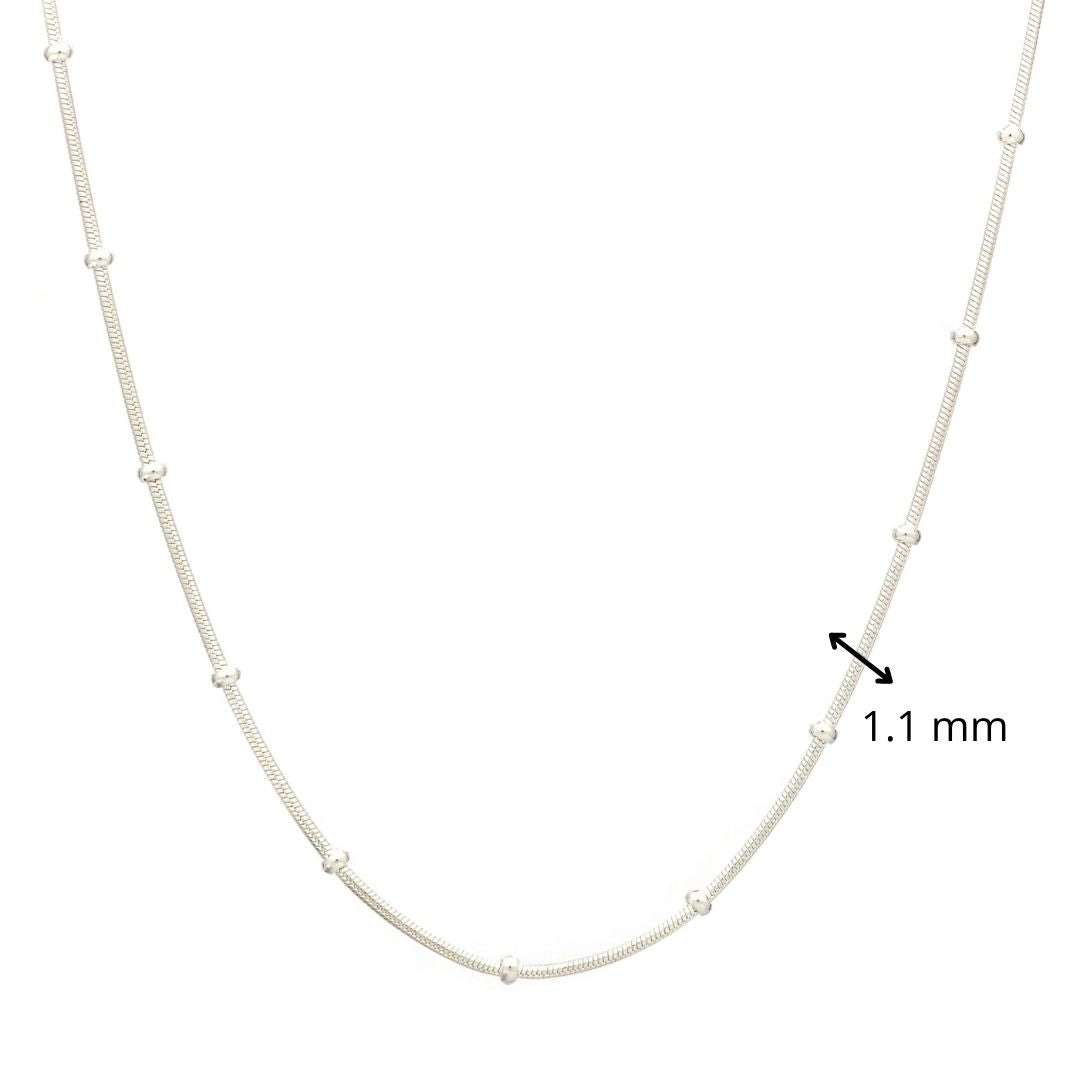 925 Sterling Silver Snake Chain with ball (18 Inches)