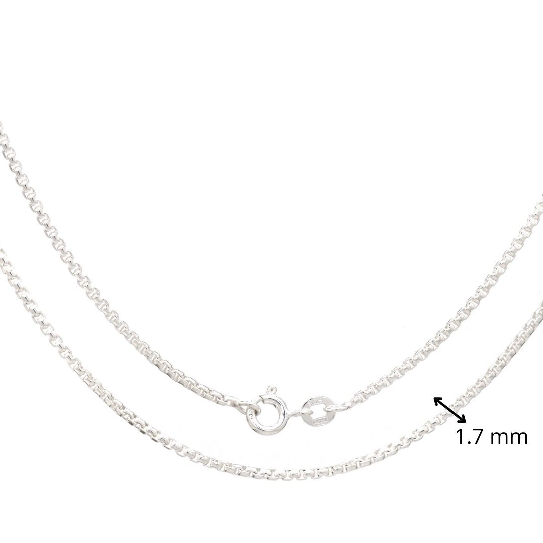 925 Sterling Silver Box 8 Cut Chain