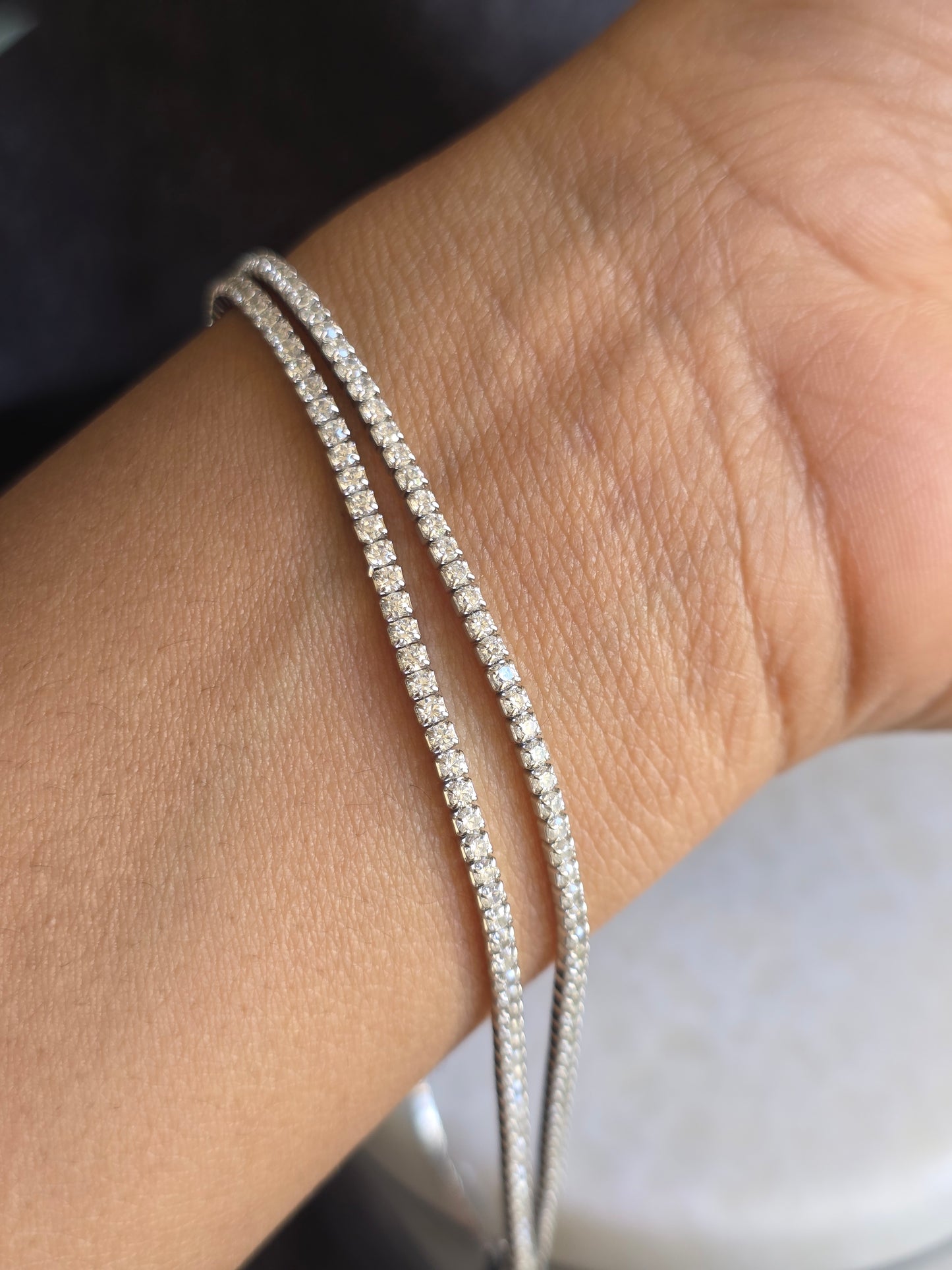 925 Sterling Silver Double Layer Tennis Bracelet
