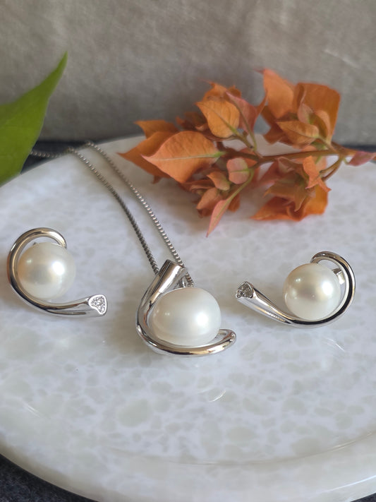 925 Sterling Silver Natural Pearl Jewelry Set