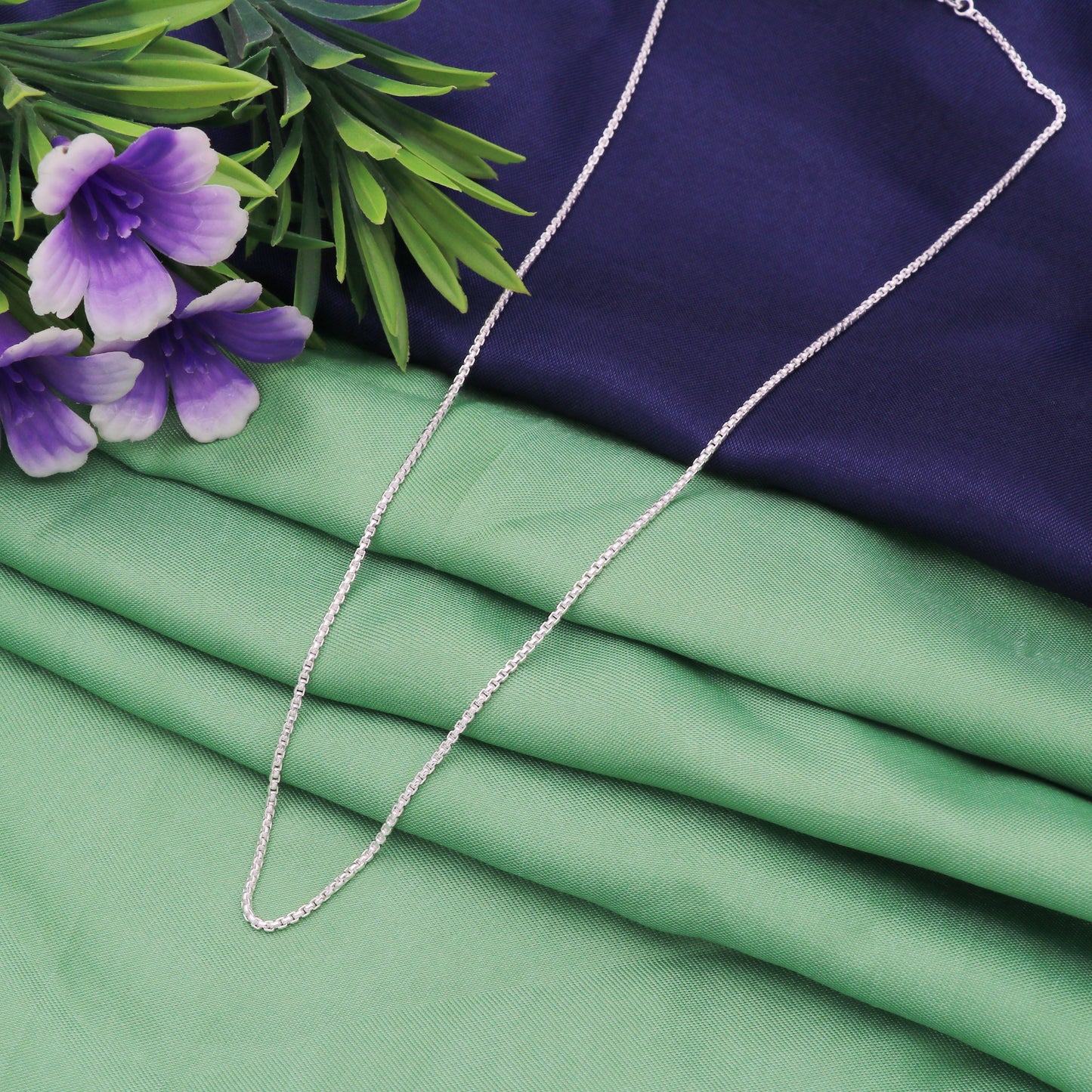 925 Sterling Silver Box 8 Cut Chain