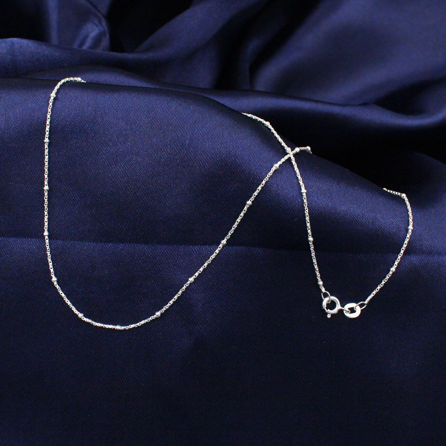 925 Sterling Silver Box Chain with ball (18 INCHES)