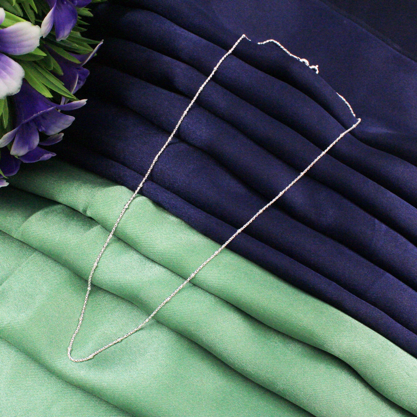 925 Sterling Silver Box Chain with ball (18 INCHES)