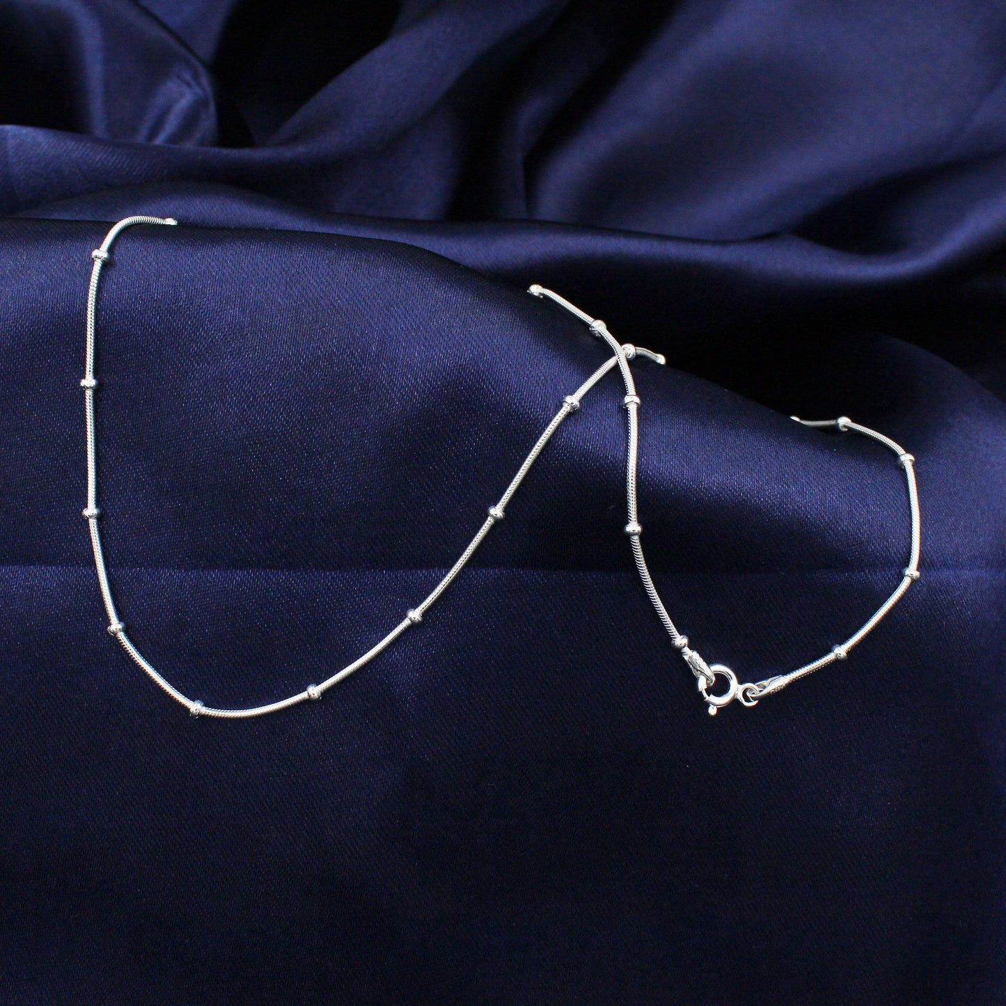 925 Sterling Silver Snake Chain with ball (18 Inches)