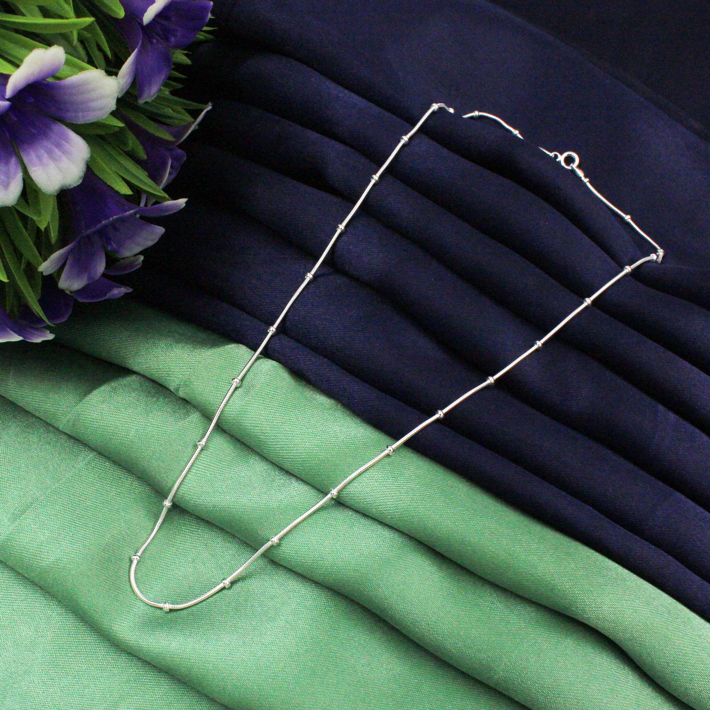 925 Sterling Silver Snake Chain with ball (18 Inches)