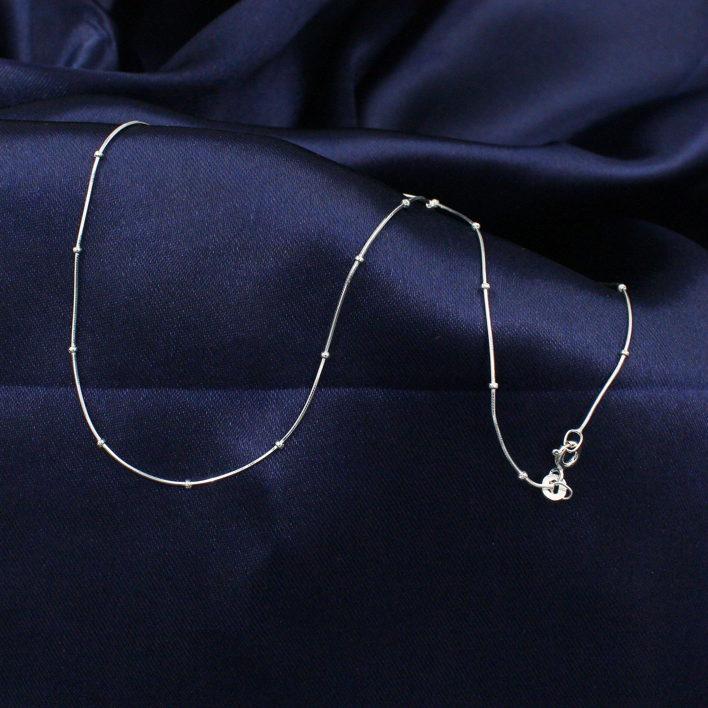 925 Sterling Silver Snake Chain Square with ball