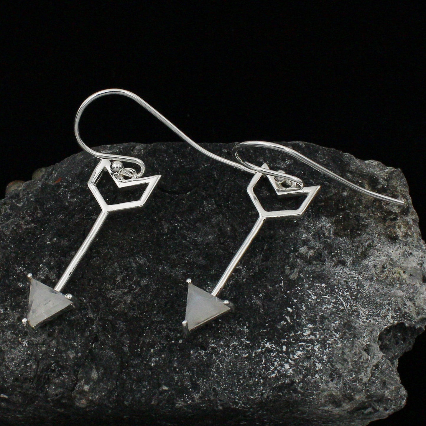 925 Sterling Silver Arrow Moonstone Jewelry Set