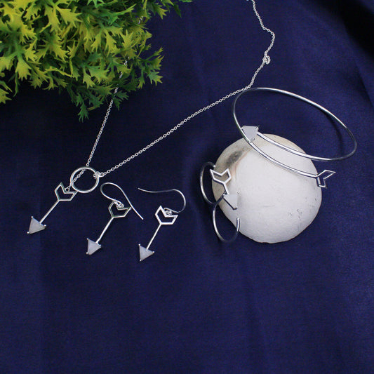 925 Sterling Silver Arrow Moonstone Jewelry Set