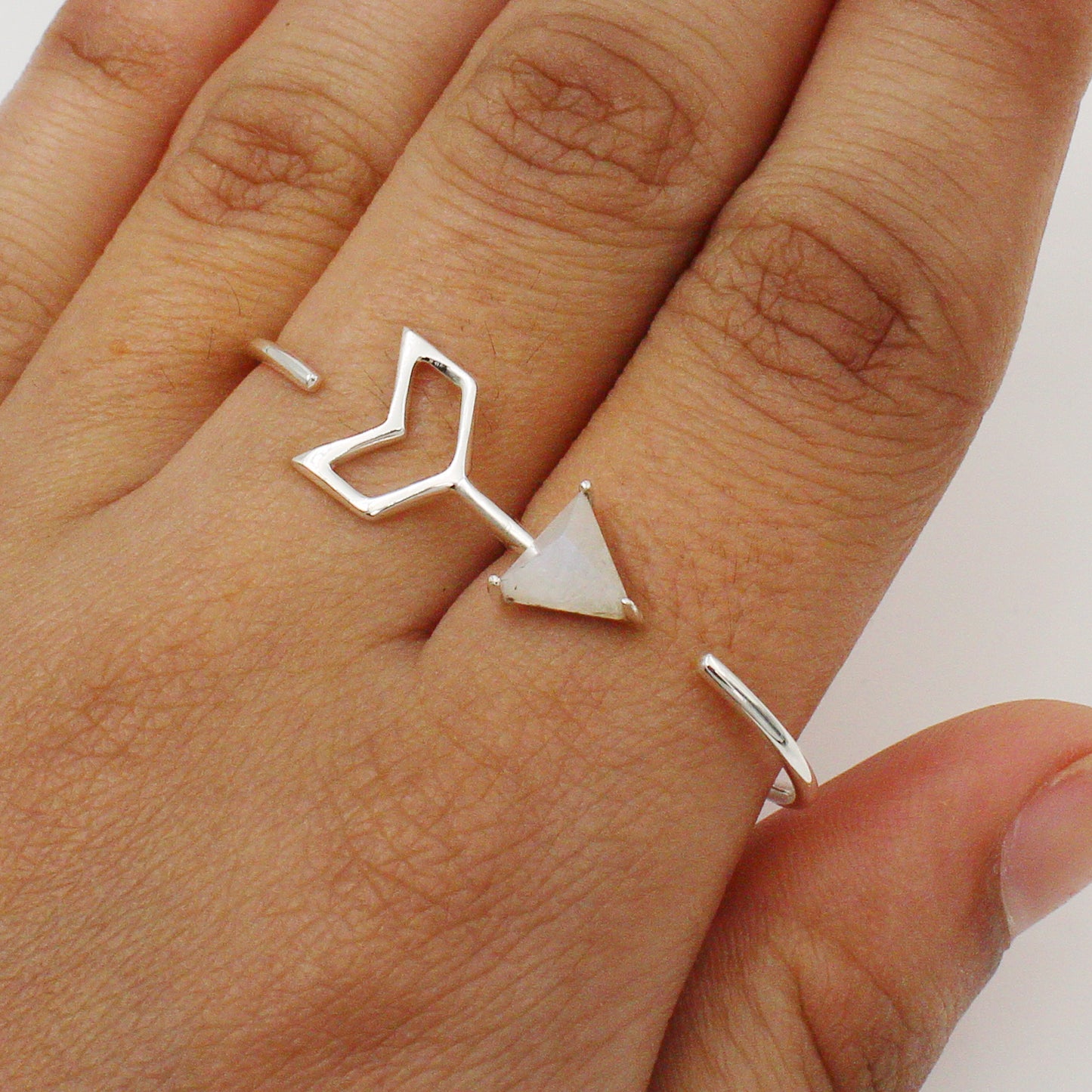 925 Sterling Silver Arrow Moonstone Jewelry Set