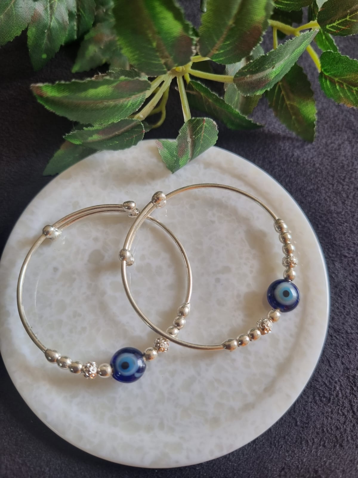 925 Sterling Silver Evil Eye Baby Kada Bracelet