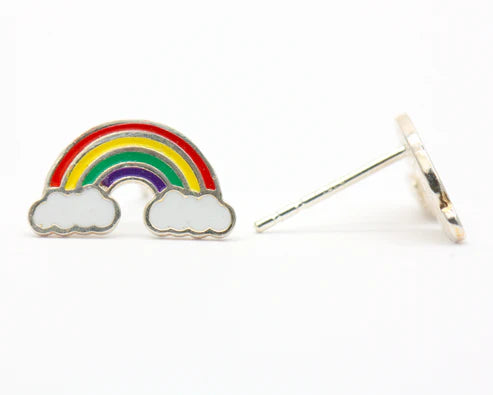 925 Sterling Silver Kids Rainbow Stud Earrings