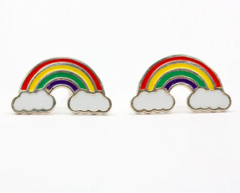 925 Sterling Silver Kids Rainbow Stud Earrings