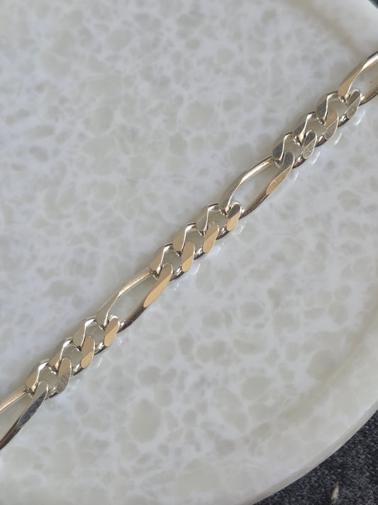 925 Sterling Silver Figaro Chain Bracelet for Men and Boys