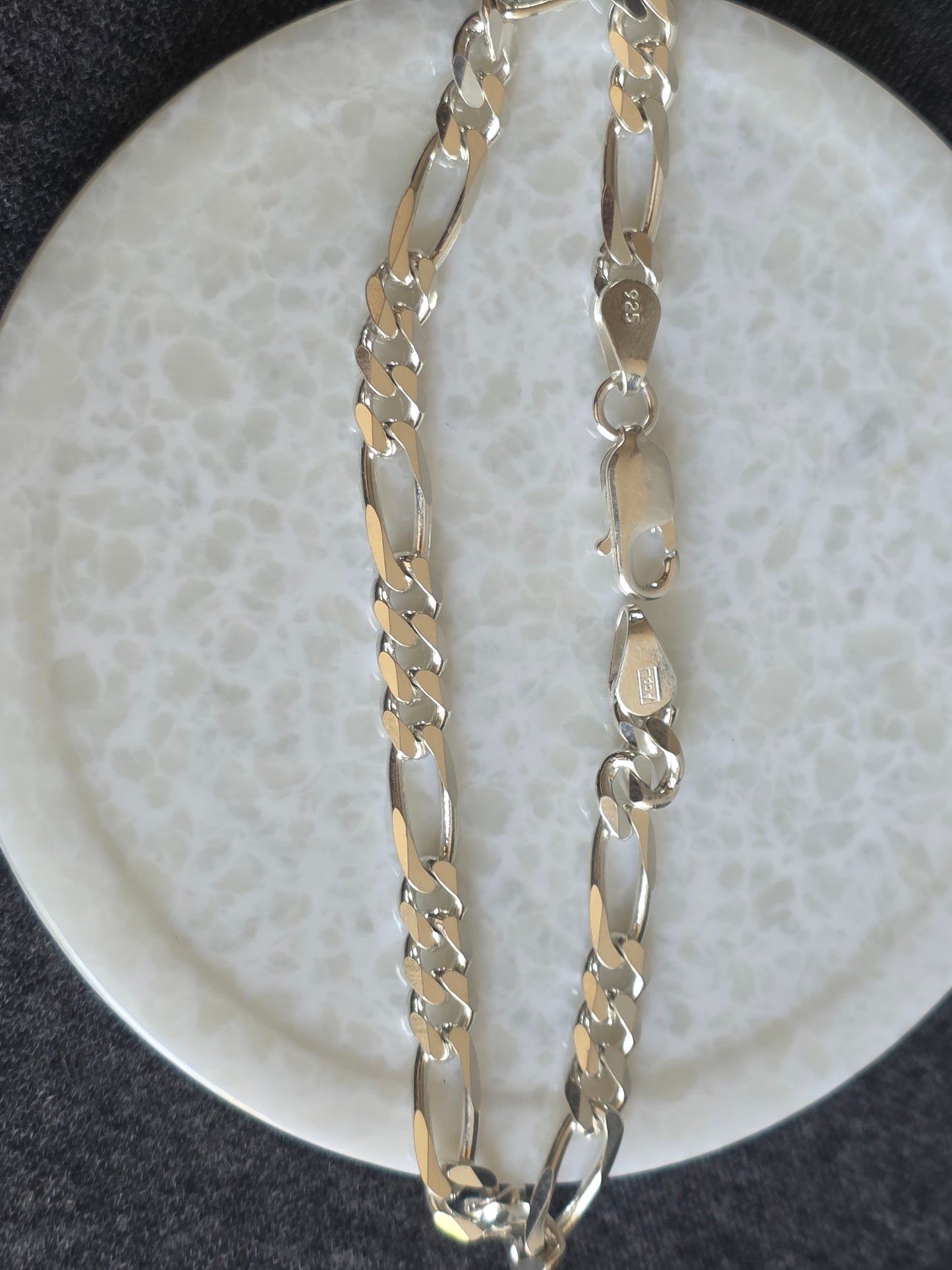 925 Sterling Silver Figaro Chain Bracelet for Men and Boys
