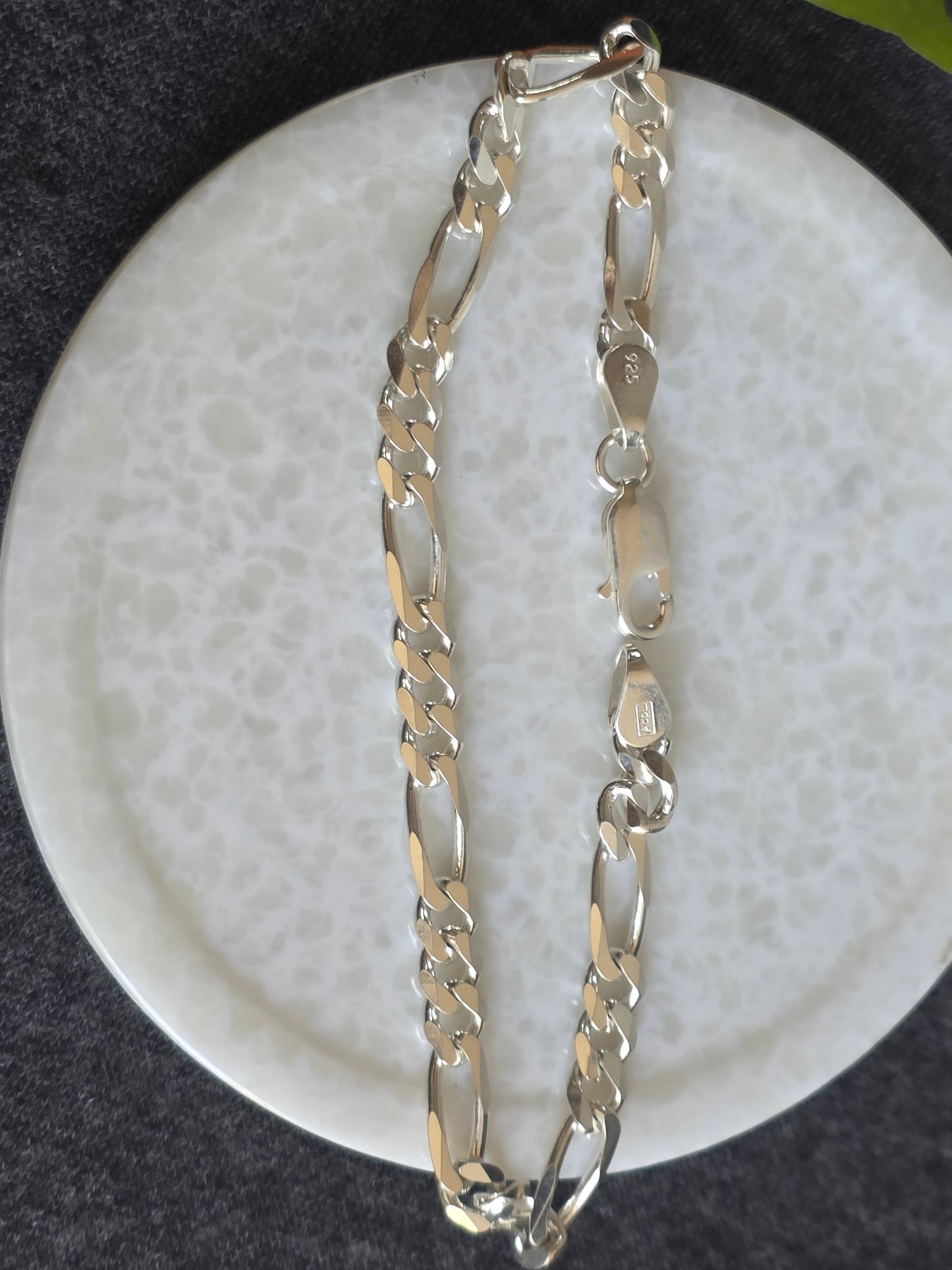 925 Sterling Silver Figaro Chain Bracelet for Men and Boys