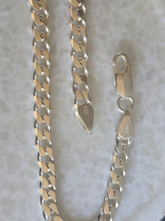 925 Sterling Silver Curb Chain Bracelet for Men and Boys