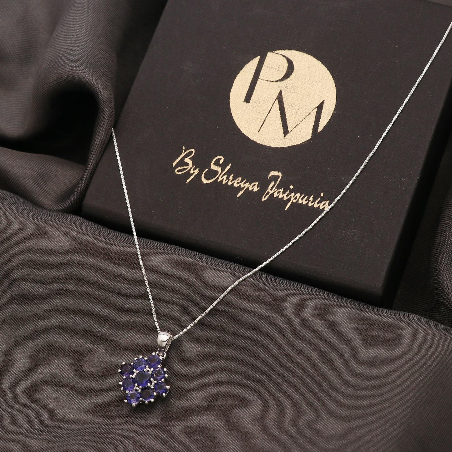 925 Sterling Silver Blue Iolite Pendant