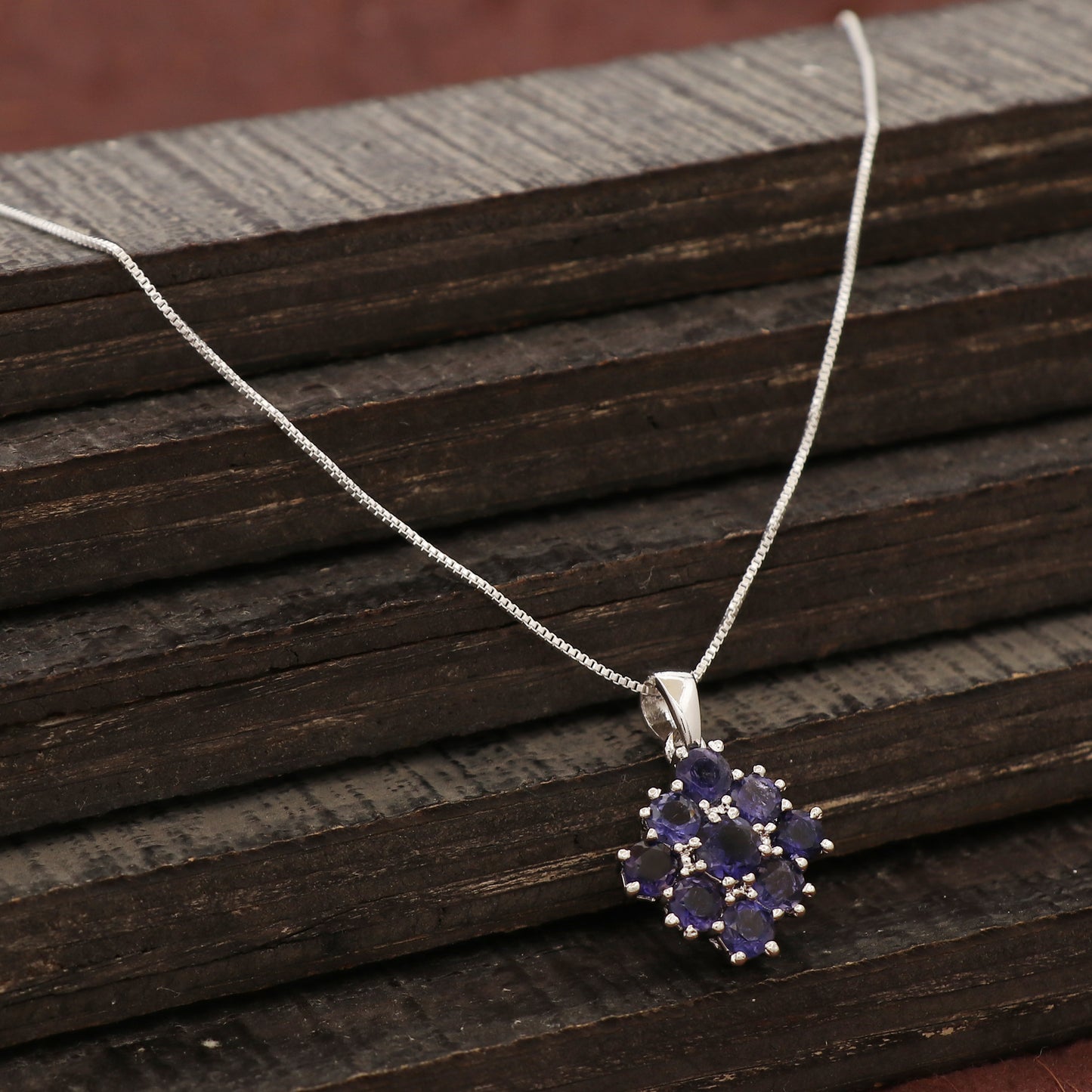 925 Sterling Silver Blue Iolite Pendant