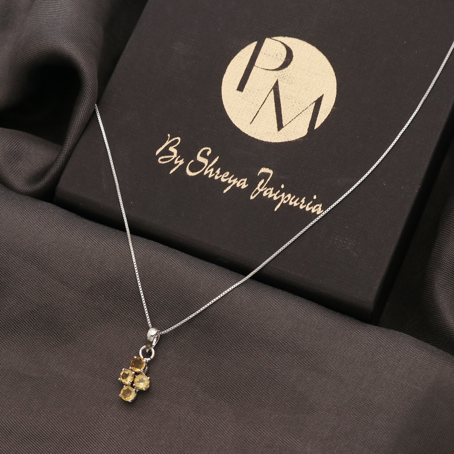 925 Sterling Silver Golden Topaz Pendant