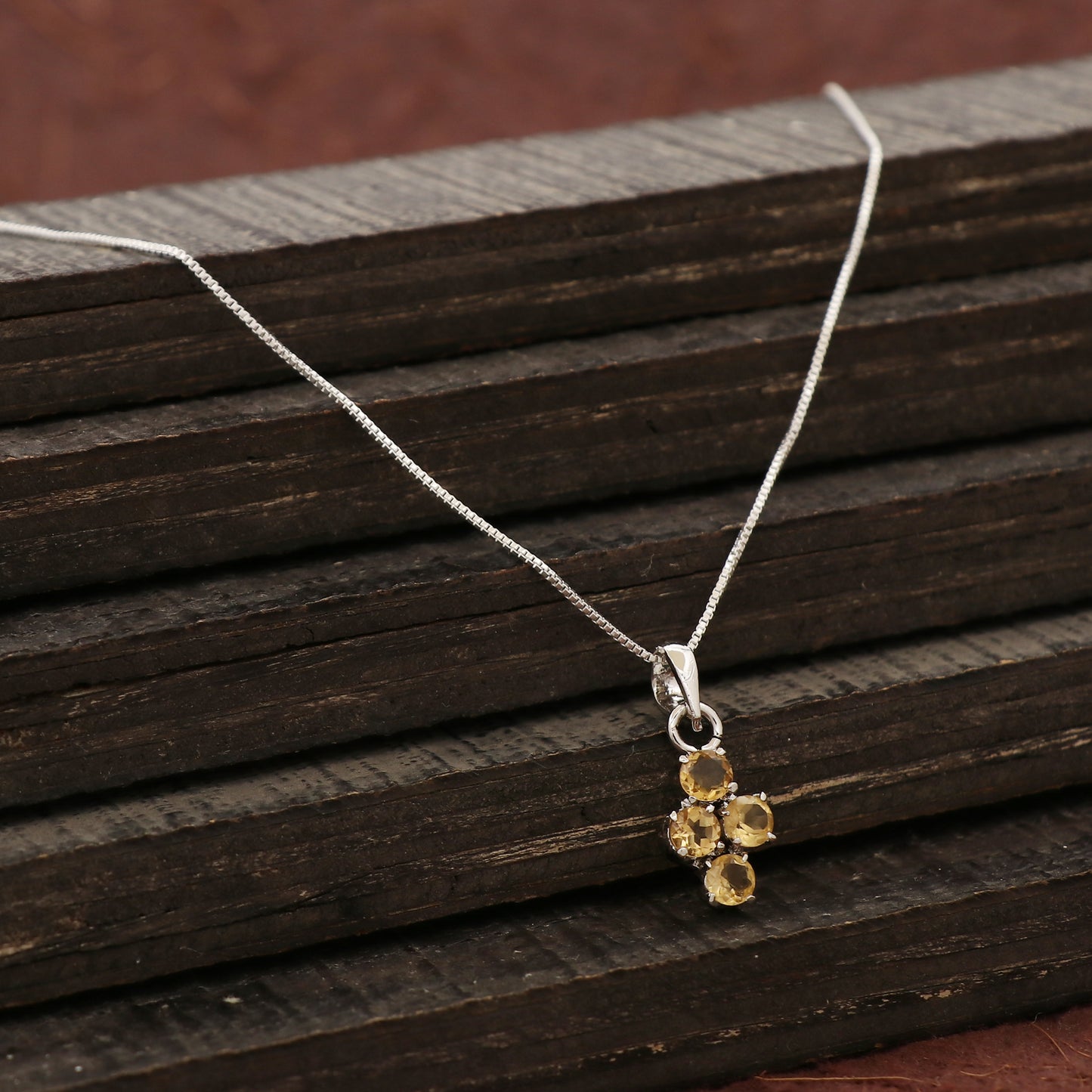 925 Sterling Silver Golden Topaz Pendant