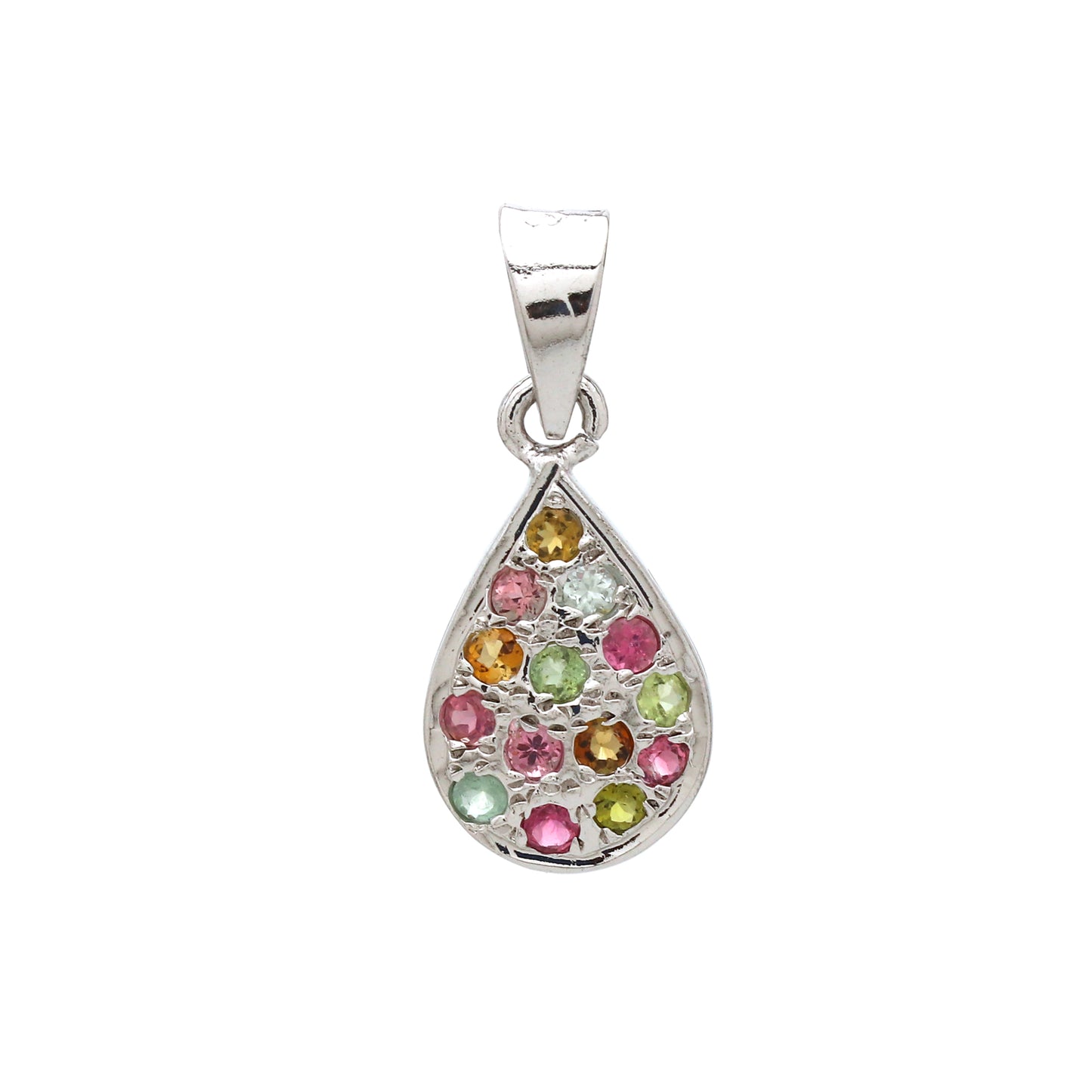 925 Sterling Silver Multicolor Tourmaline Pendant