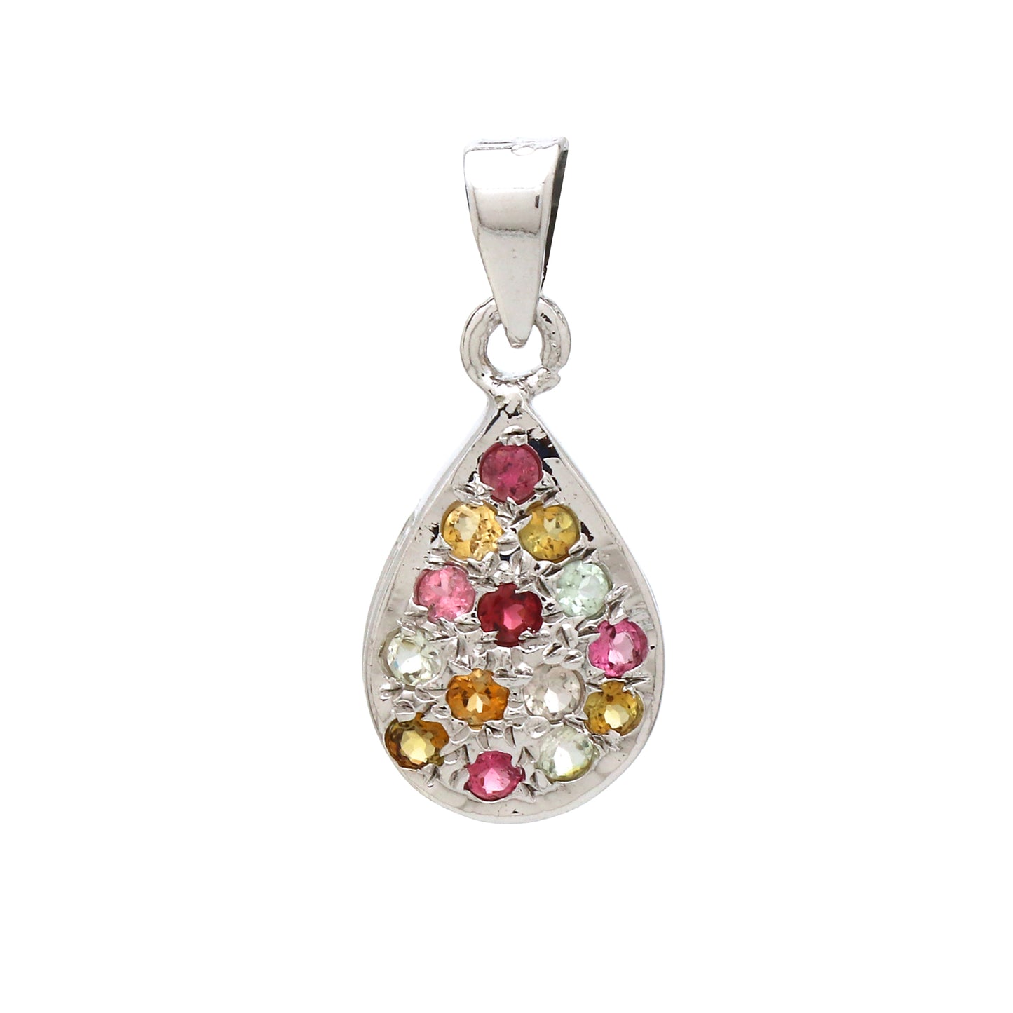 925 Sterling Silver Multicolor Tourmaline Pendant
