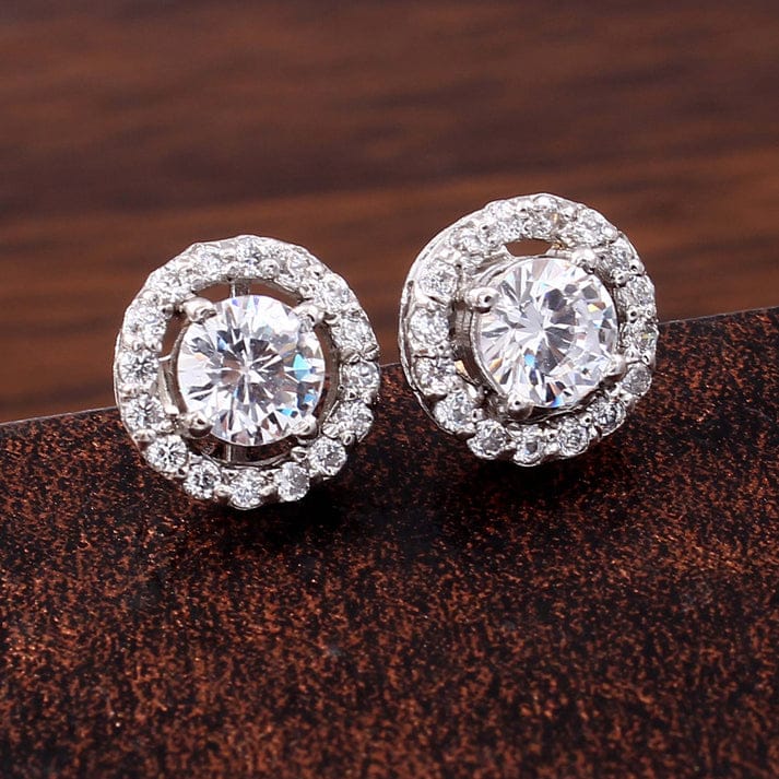 925 Sterling Silver Round Solitaire Studs with Cubic Zirconia