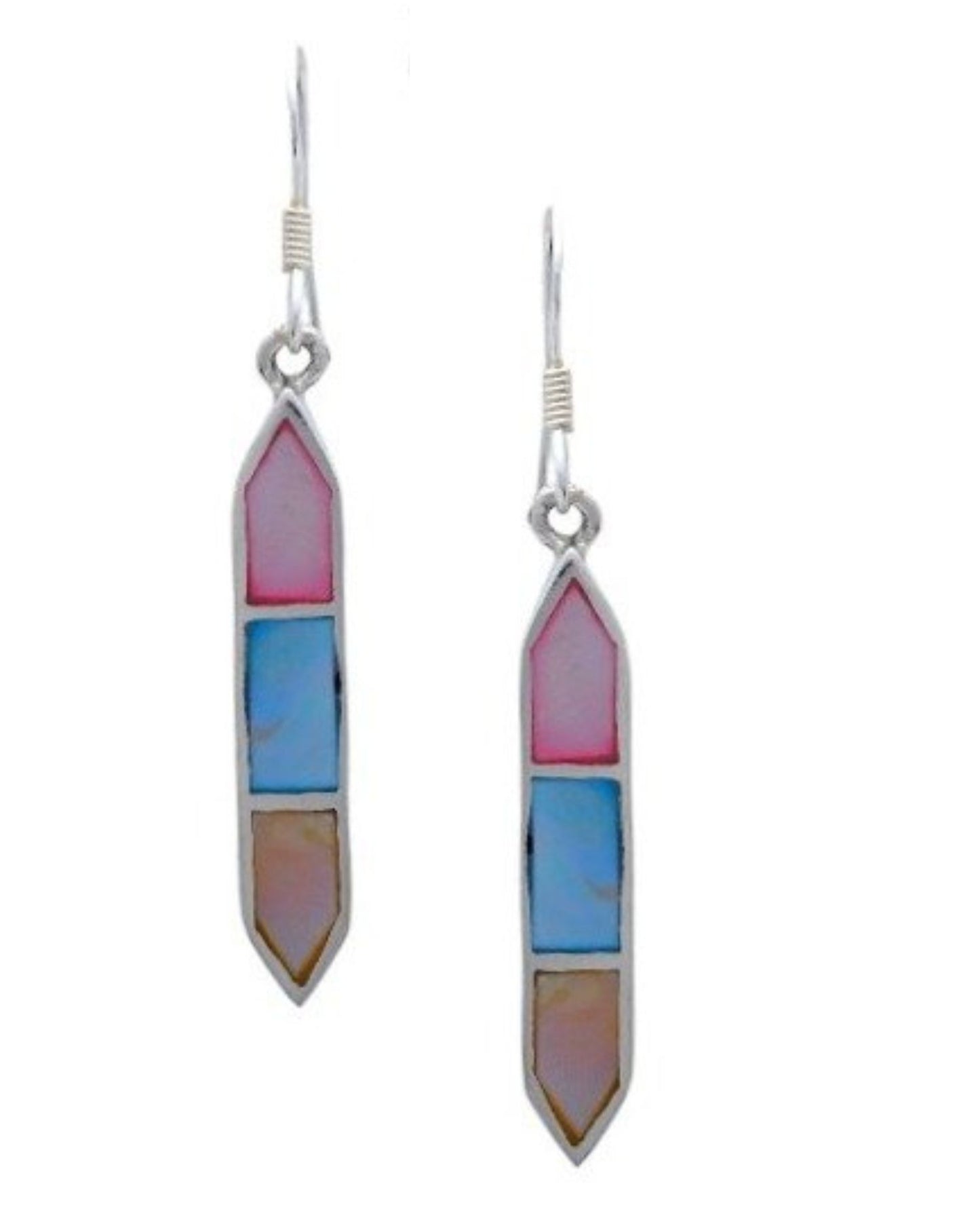 925 Sterling Silver MOP Bar Shape Earrings