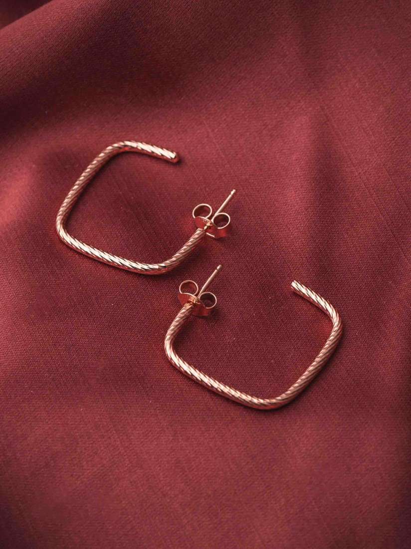 925 Sterling Silver Rectangle Slip Hoops Earrings