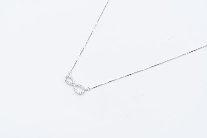 925 Sterling Silver CZ-Studded Infinty-Charm Pendant With Earring