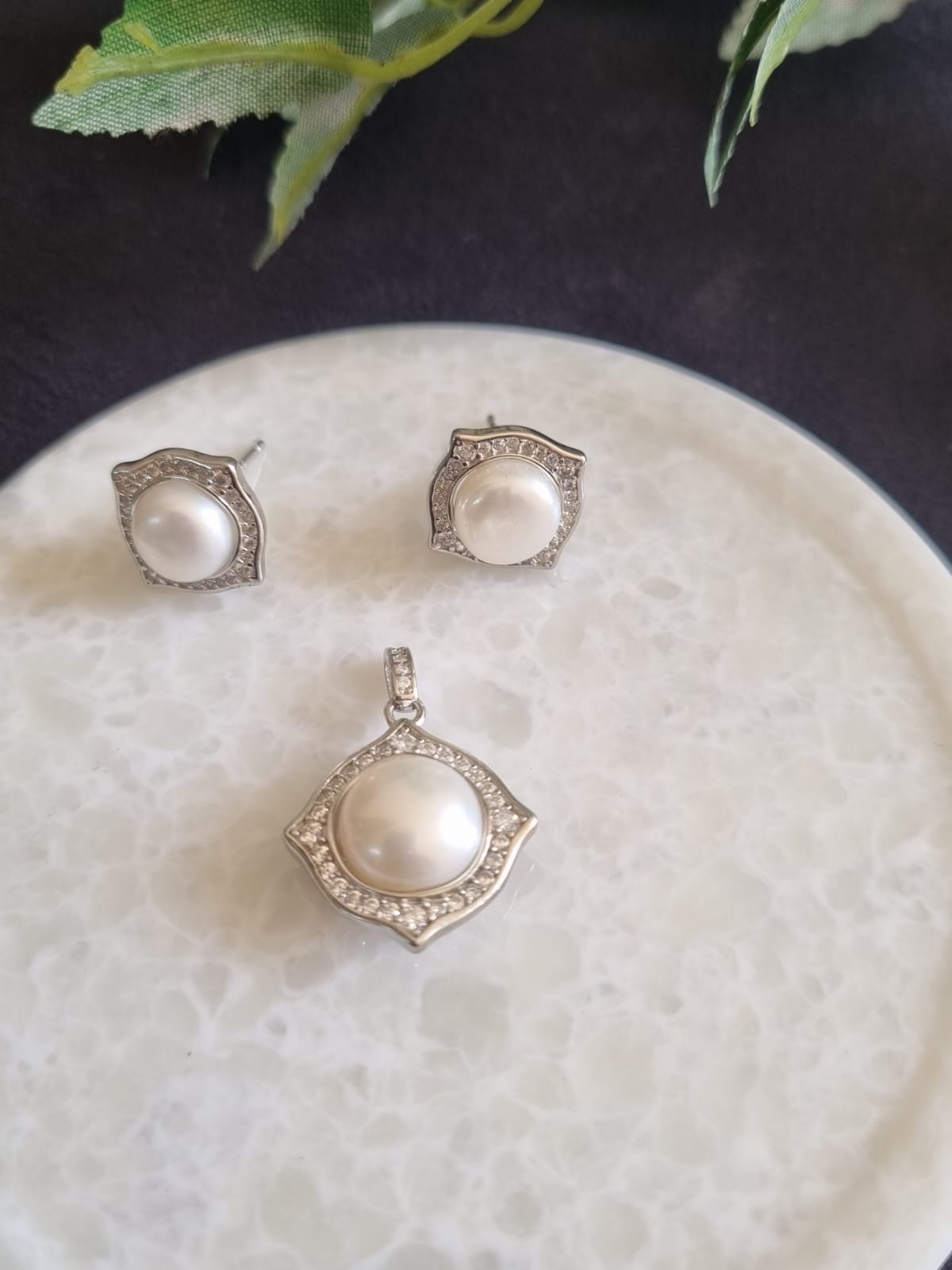 925 Sterling Silver Natural Pearl Jewelry Set