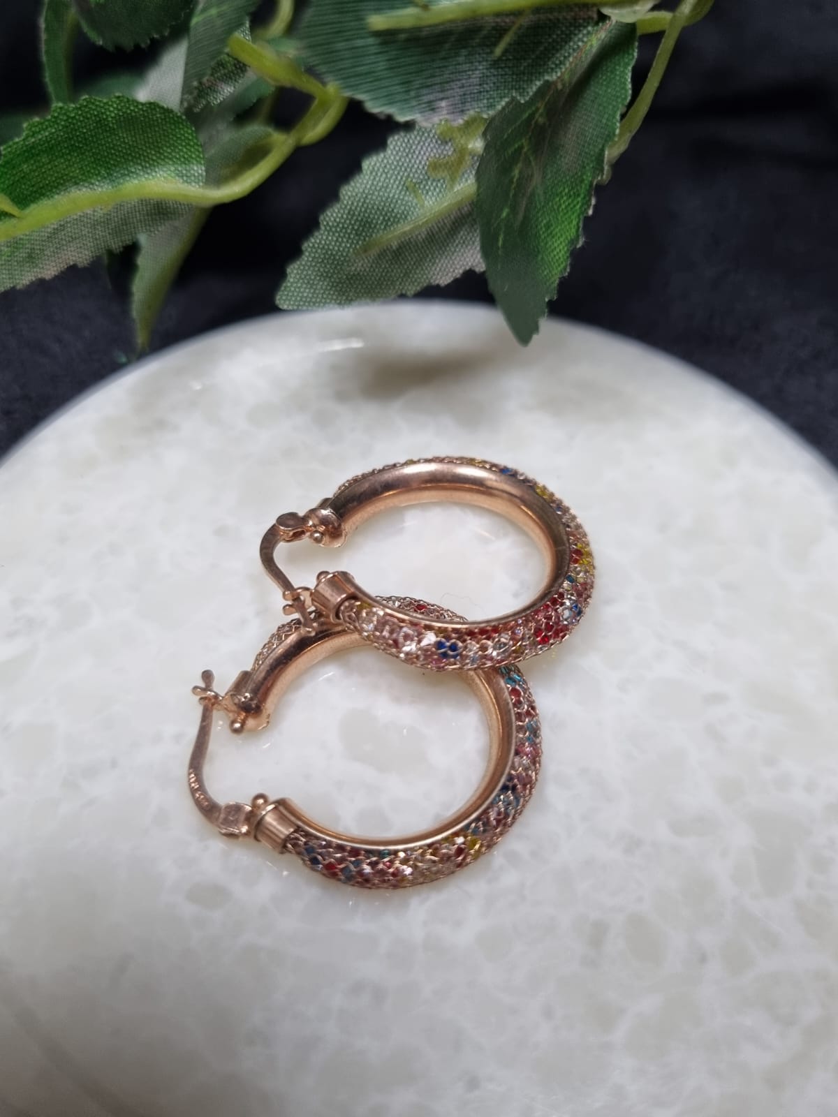 925 Sterling Silver Minimalist Stylish Colourful Hoop Earring