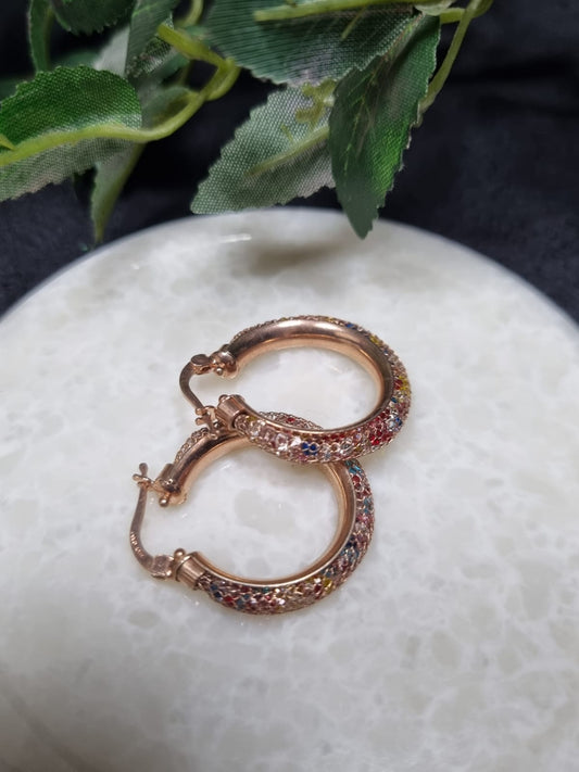 925 Sterling Silver Minimalist Stylish Colourful Hoop Earring