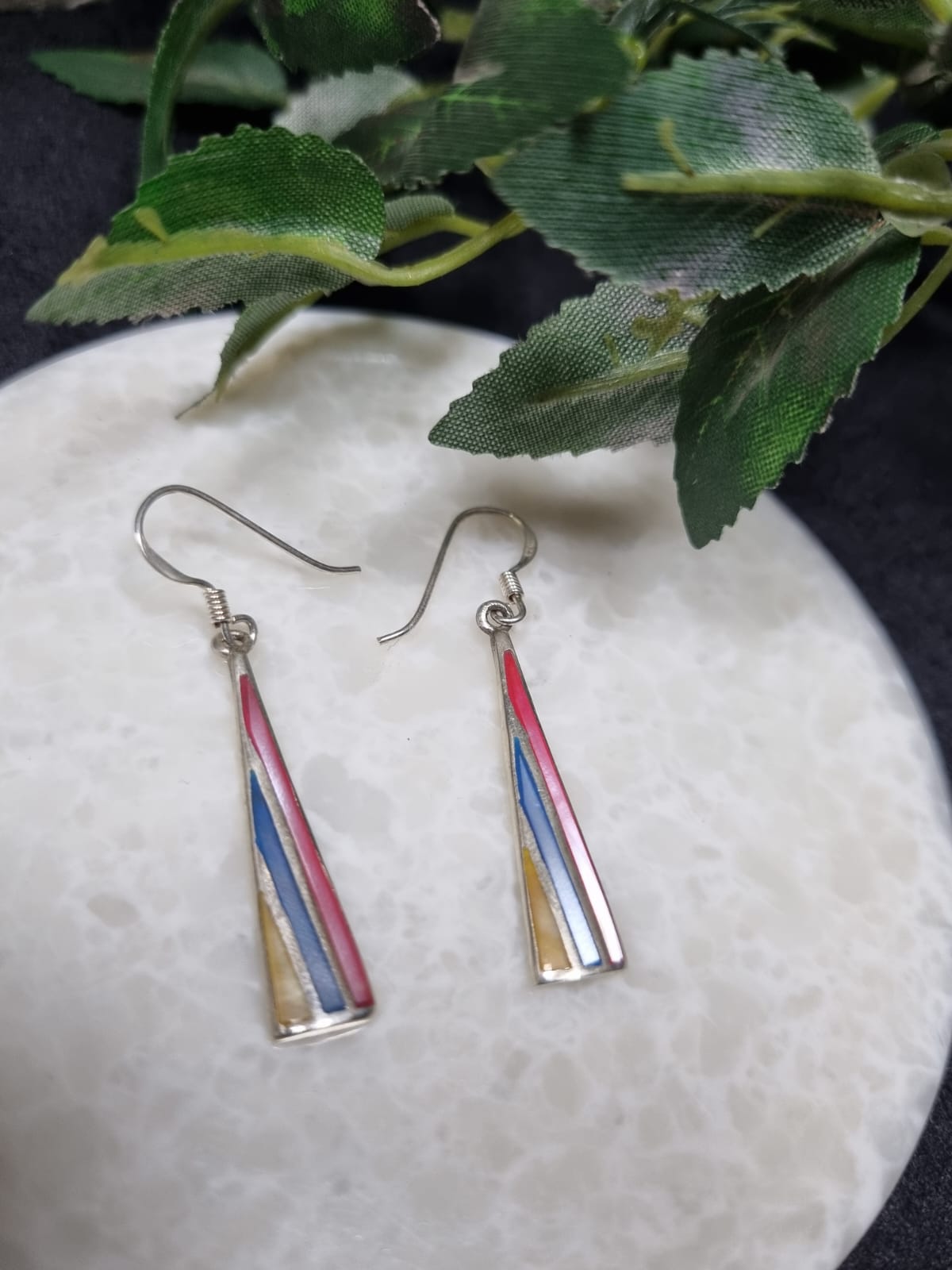 925 Sterling Silver MOP Bar Shape Earrings