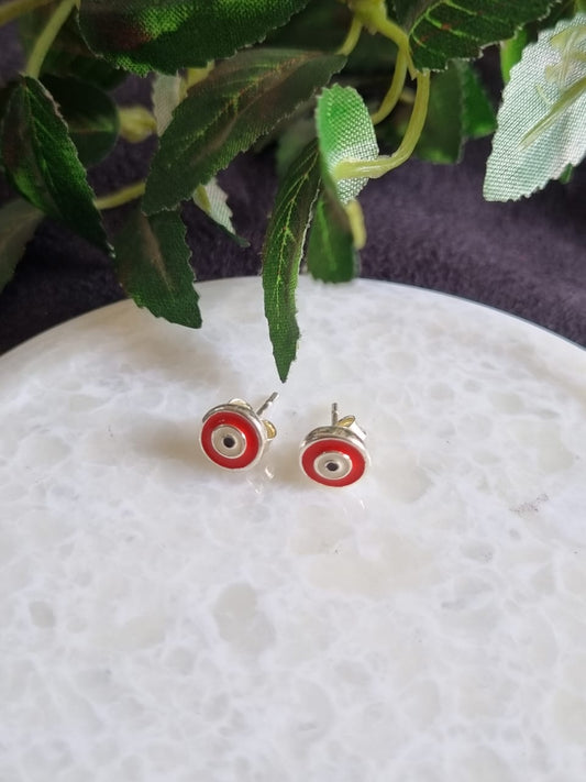 925 Sterling Silver Enamel Evil Eye Stud Earrings