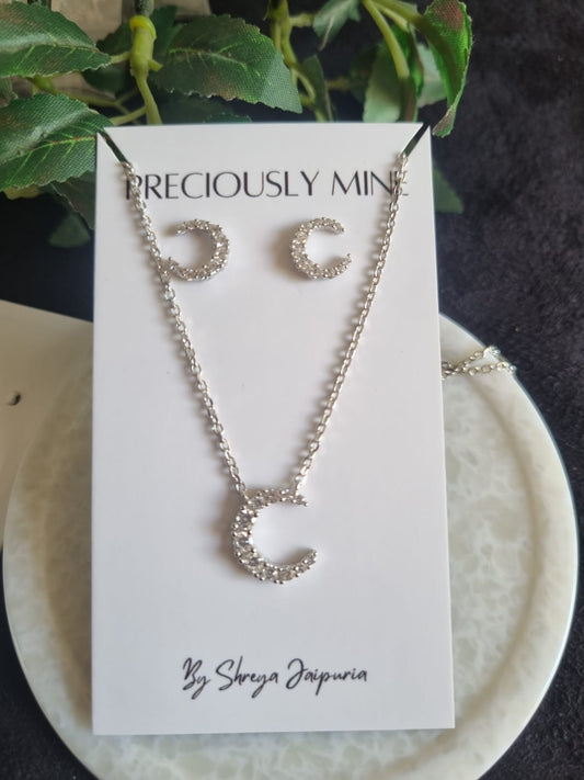 925 Sterling Silver Moon Zircon Jewelry Set