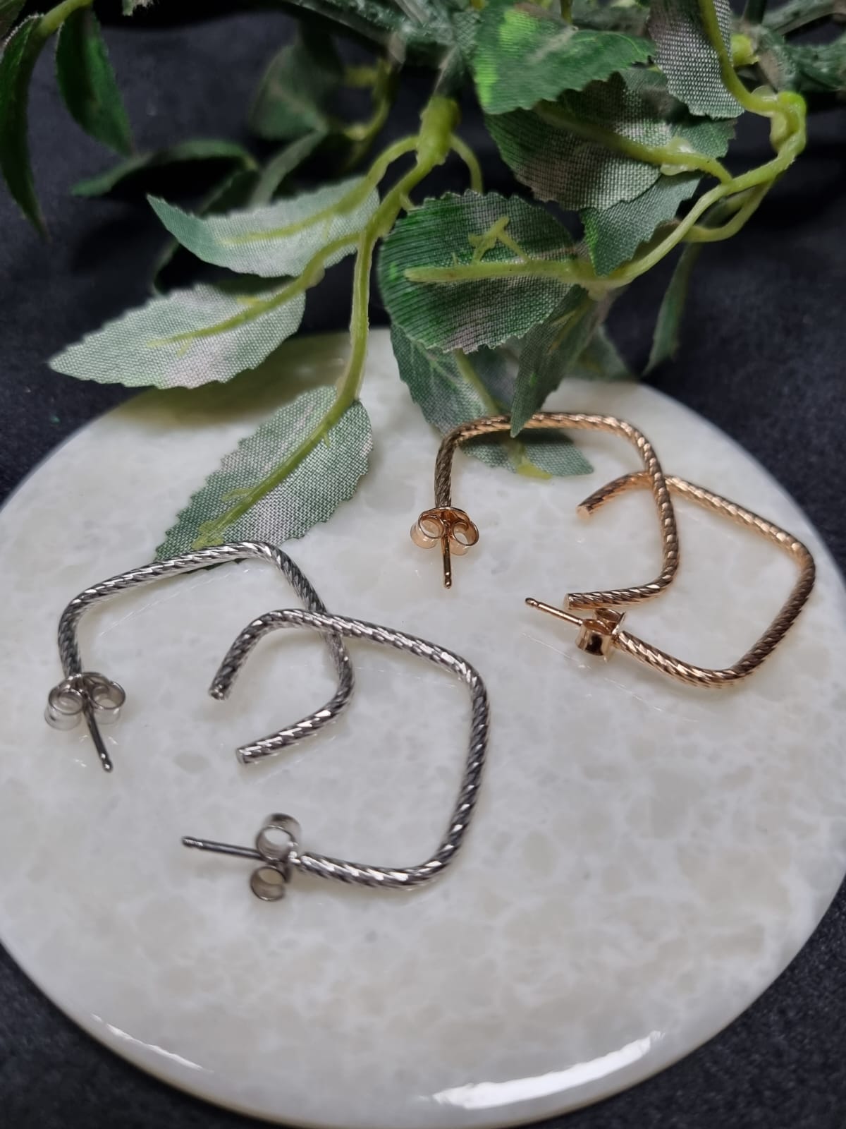 925 Sterling Silver Rectangle Slip Hoops Earrings