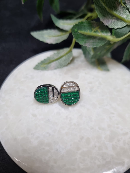 925 Sterling Silver Emerald Stud Earring