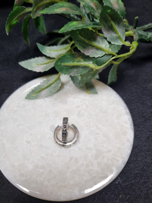 925 Sterling Silver Merchasite Hoop Earring