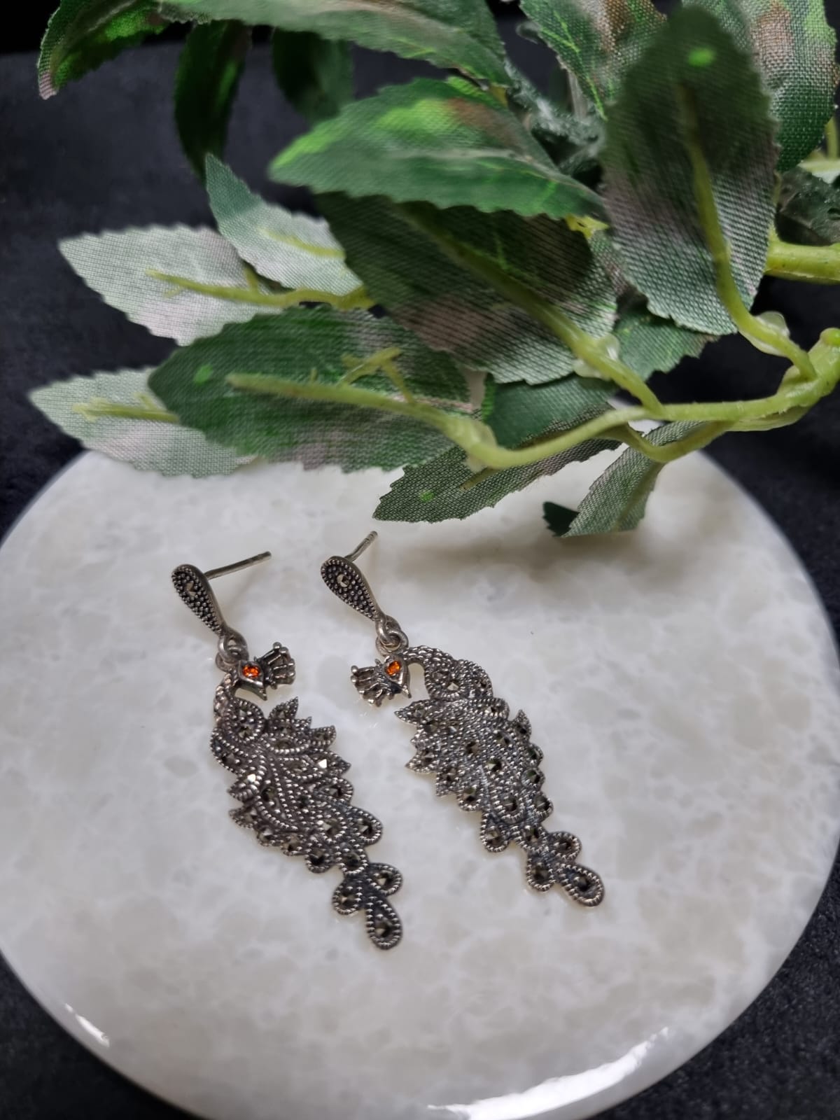 925 Sterling Silver Merchasite Dangler Earring