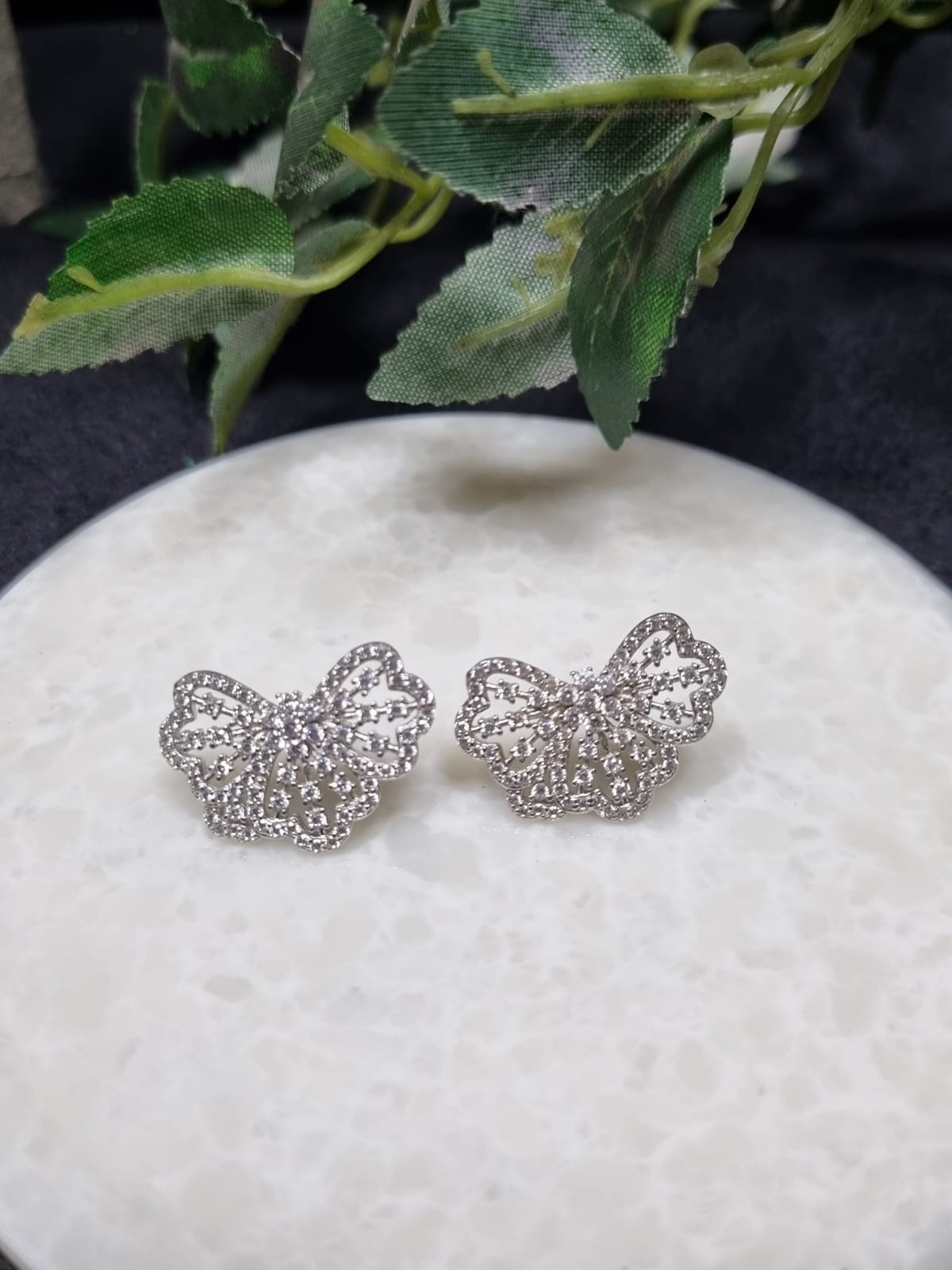925 Sterling Silver CZ Butterfly Earring