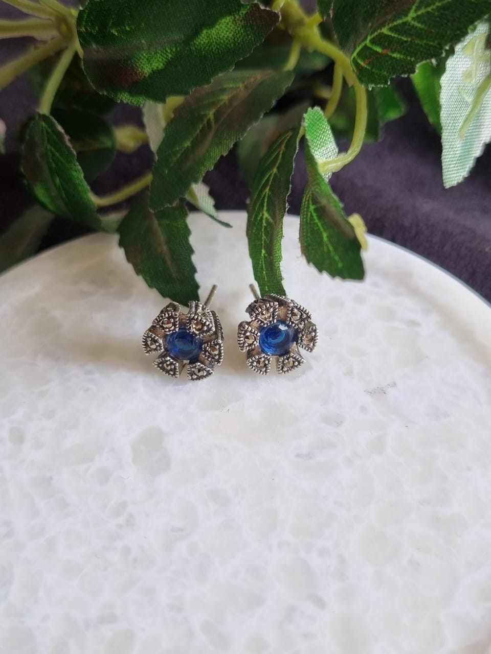 925 Sterling Silver Merchasite Stud Earring