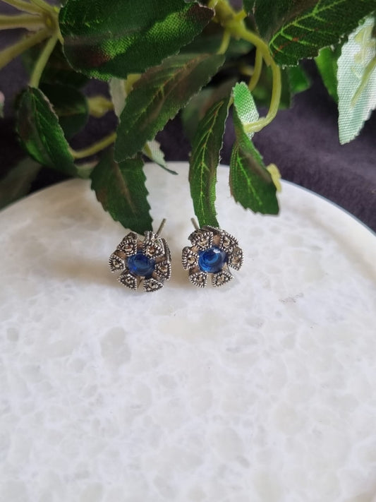 925 Sterling Silver Merchasite Stud Earring