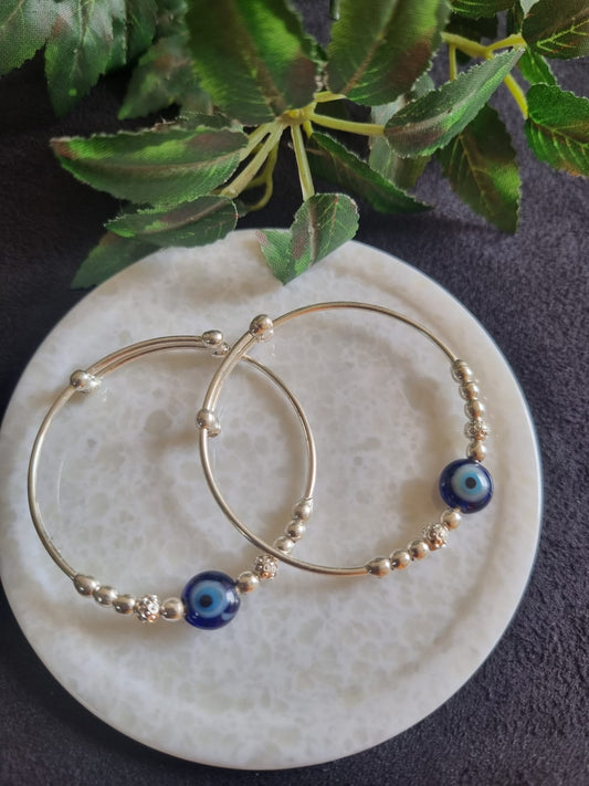 925 Sterling Silver Evil Eye Baby Kada Bracelet